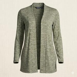 Lands' End Women's Open Front Heather Green Cardigan - XS (2-4)